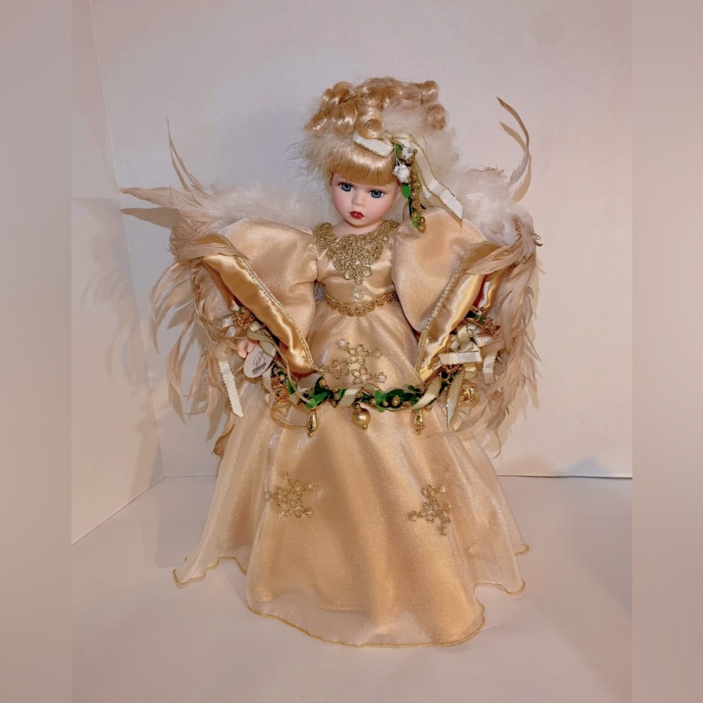 Handcrafted Porcelain Angel Centerpiece/Treetopper with Swarovski Crystal.